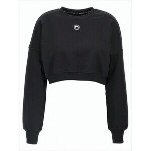 MARINE SERRE Cropped Black Long-Sleeve Top With Minimalist Design